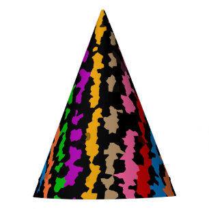 Colourful Irregular Abstract Design Black  Party Hat
