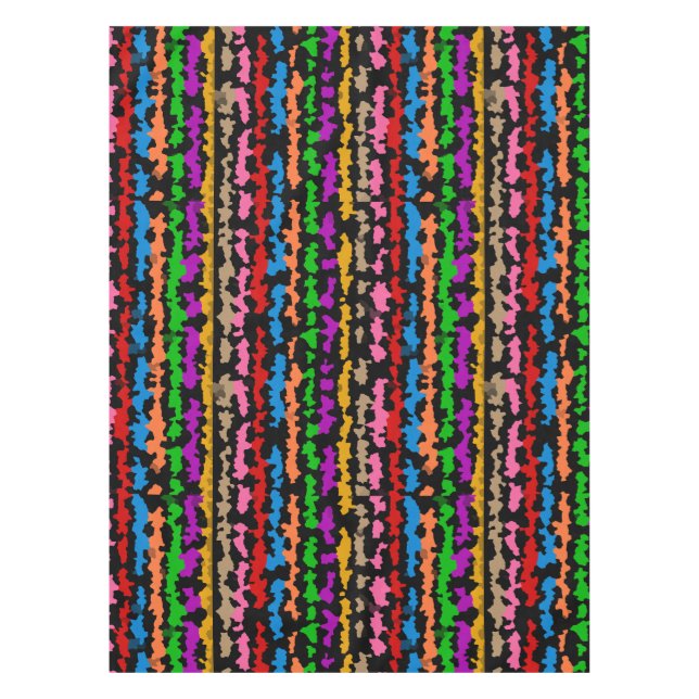 Colourful Irregular Abstract Design Black  Tablecloth (Front)