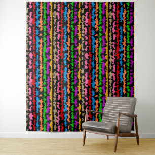 Colourful Irregular Abstract Design Black  Tapestry