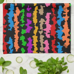 Colourful Irregular Abstract Design Black Tea Towel