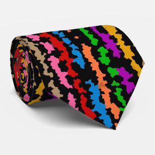 Colourful Irregular Abstract Design Black  Tie