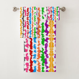 Colourful Irregular Abstract Design White Bath Towel Set