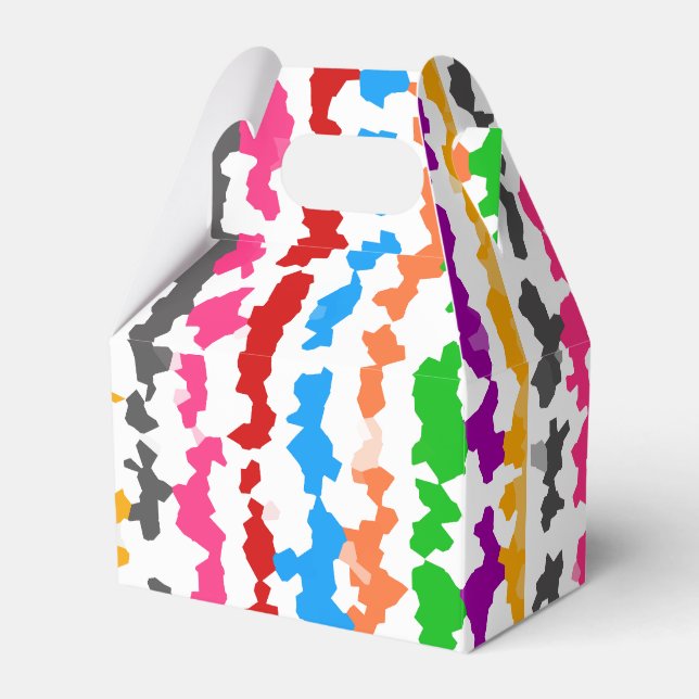 Colourful Irregular Abstract Design White Favour Box (Front Side)