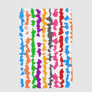 Colourful Irregular Abstract Design White Golf Towel