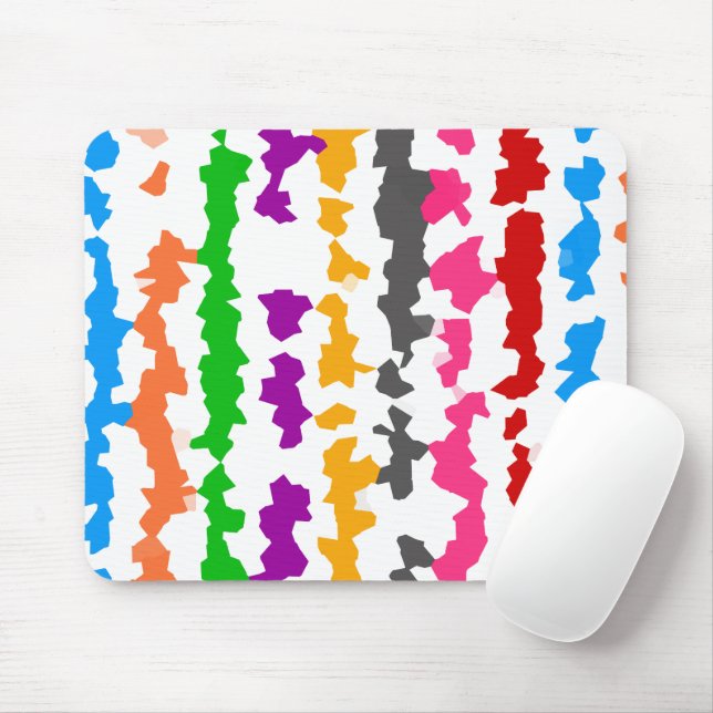 Colourful Irregular Abstract Design White Mouse Mat (With Mouse)