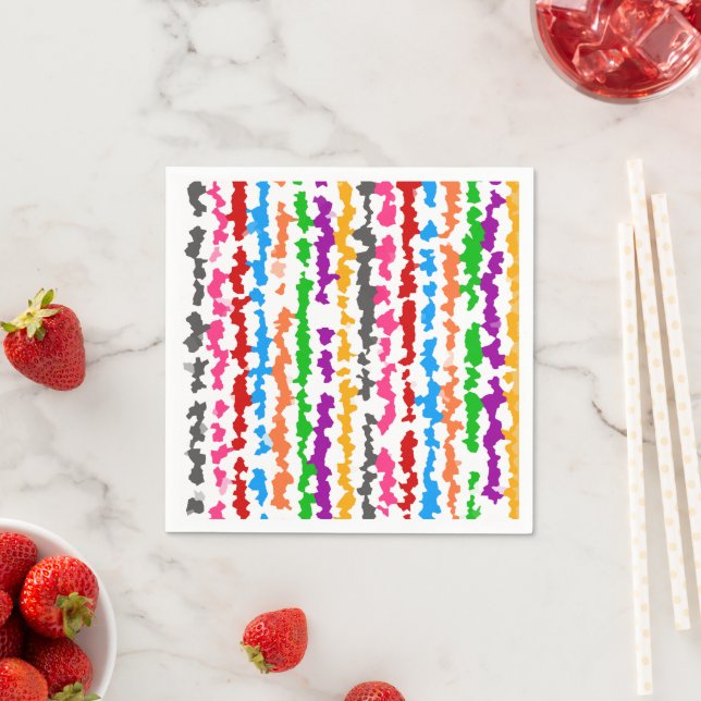 Colourful Irregular Abstract Design White Napkin (Insitu)