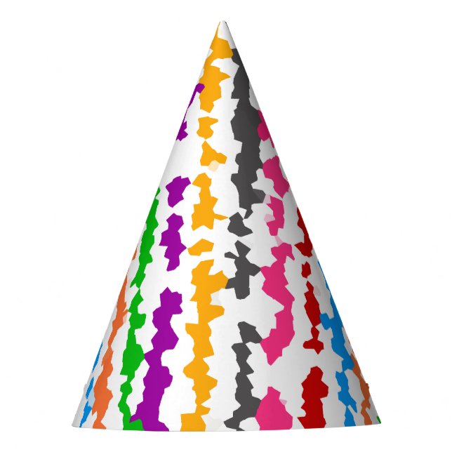 Colourful Irregular Abstract Design White Party Hat (Front)