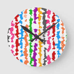 Colourful Irregular Abstract Design White Round Clock