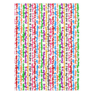 Colourful Irregular Abstract Design White Tablecloth