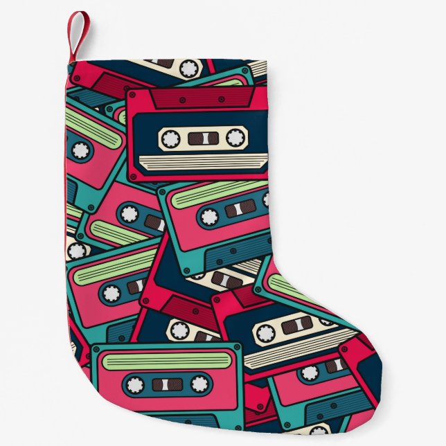 Colourful Irregular Seamless Cassette Pattern. Uni Small Christmas Stocking (Front)
