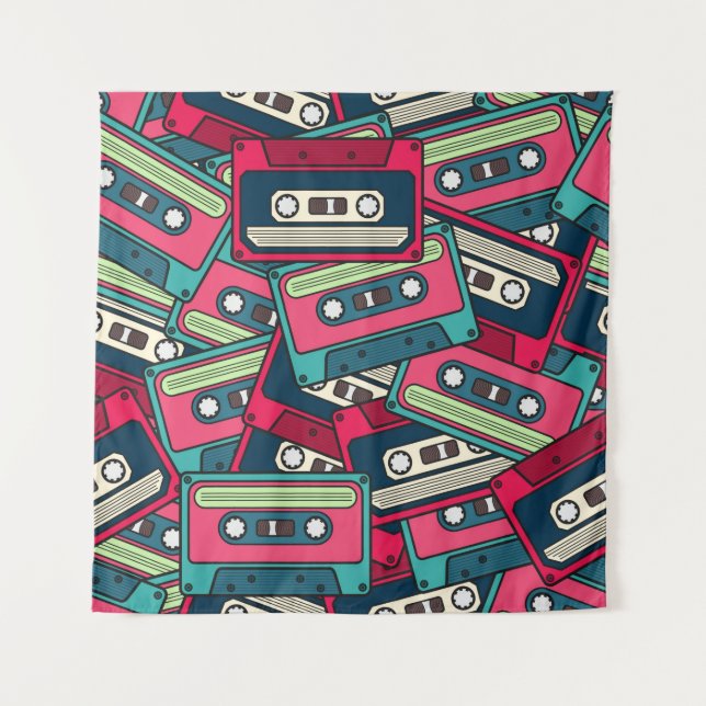 Colourful Irregular Seamless Cassette Pattern. Uni Tapestry (Front)