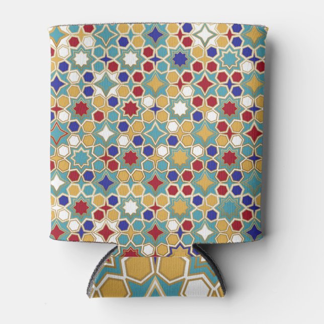 Colourful Islamic Mosaic Seamless Pattern Can Cooler (Front)