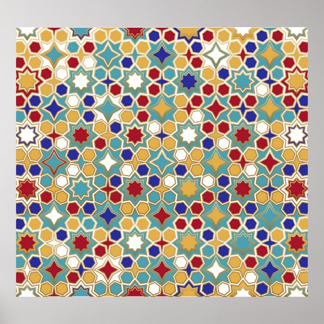 Colourful Islamic Mosaic Seamless Pattern Poster (Front)