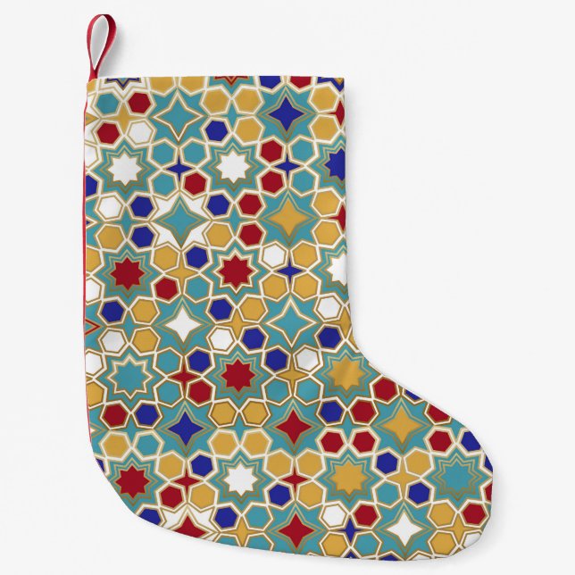 Colourful Islamic Mosaic Seamless Pattern Small Christmas Stocking (Front)