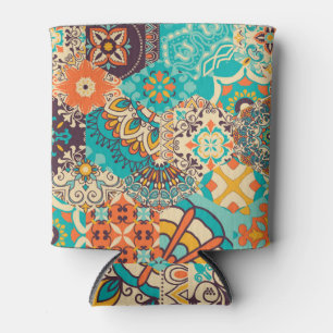 Colourful Islamic Patchwork Tile Can Cooler