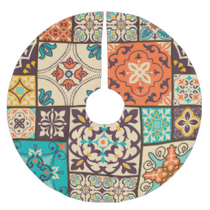 Colourful Islamic Patchwork: Vintage Tile. Brushed Polyester Tree Skirt