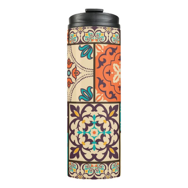 Colourful Islamic Patchwork: Vintage Tile. Thermal Tumbler (Front)