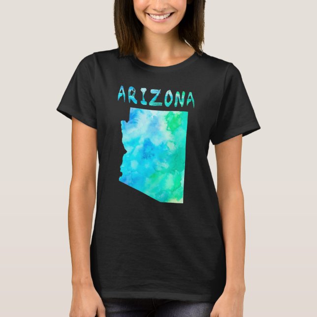 Colourful Isolated Arizona State Map In Watercolor T-Shirt (Front)