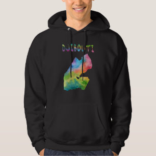 Colourful Isolated Djibouti Map In Watercolor Colo Hoodie