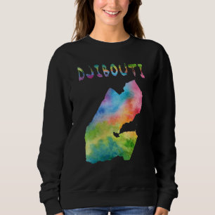 Colourful Isolated Djibouti Map In Watercolor Colo Sweatshirt
