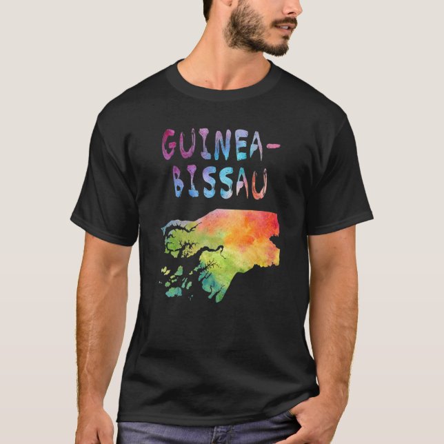 Colourful Isolated Guinea Bissau Map In Watercolor T-Shirt (Front)