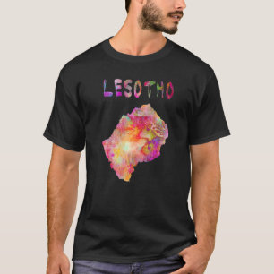 Colourful Isolated Lesotho Map In Watercolor Color T-Shirt