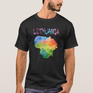 Colourful Isolated Lithuania Map In Watercolor T-Shirt