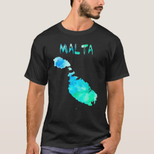 Colourful Isolated Malta Map In Watercolor Colourf T-Shirt