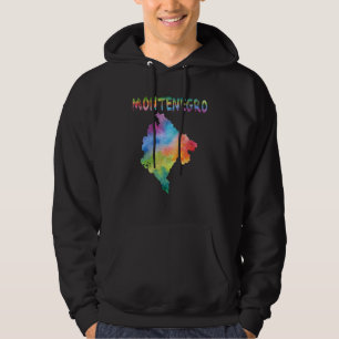 Colourful Isolated Montenegro Map In Watercolor Hoodie