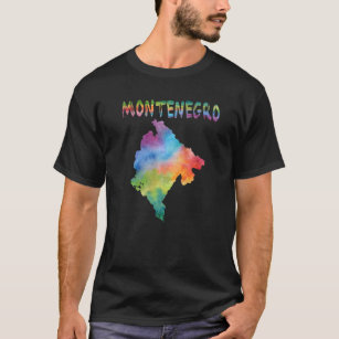 Colourful Isolated Montenegro Map In Watercolor T-Shirt
