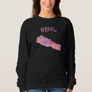 Colourful Isolated Nepal Map In Watercolor Colourf Sweatshirt