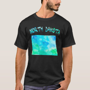 Colourful Isolated North Dakota State Map In Water T-Shirt