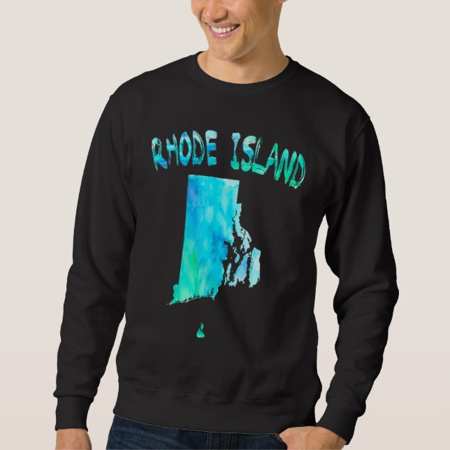Colourful Isolated Rhode Island State Map In Water Sweatshirt (Front)