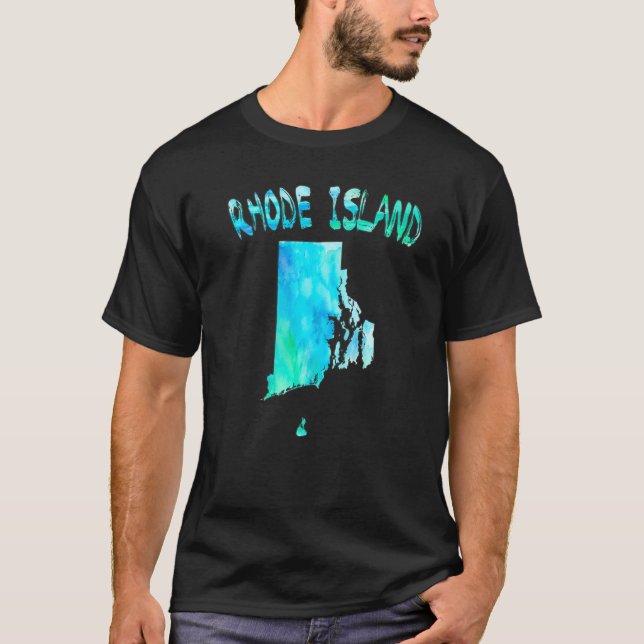 Colourful Isolated Rhode Island State Map In Water T-Shirt (Front)