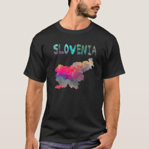 Colourful Isolated Slovenia Map In Watercolor Colo T-Shirt