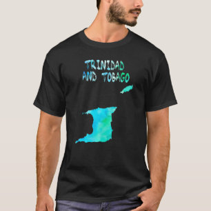 Colourful Isolated Trinidad And Tobago Map In Wate T-Shirt