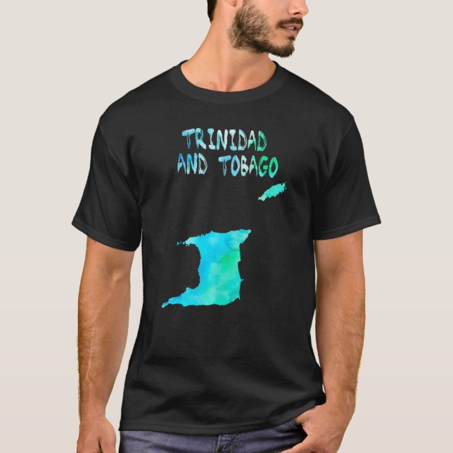 Colourful Isolated Trinidad And Tobago Map In Wate T-Shirt (Front)