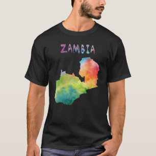 Colourful Isolated Zambia Map In Watercolor Colorf T-Shirt