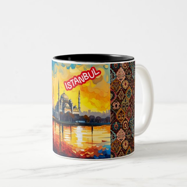 Colourful Istanbul Turkiye Souvenir Two-Tone Coffee Mug (Front Right)