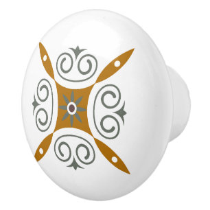 Colourful Italian golden, brown Mediterranean crow Ceramic Knob