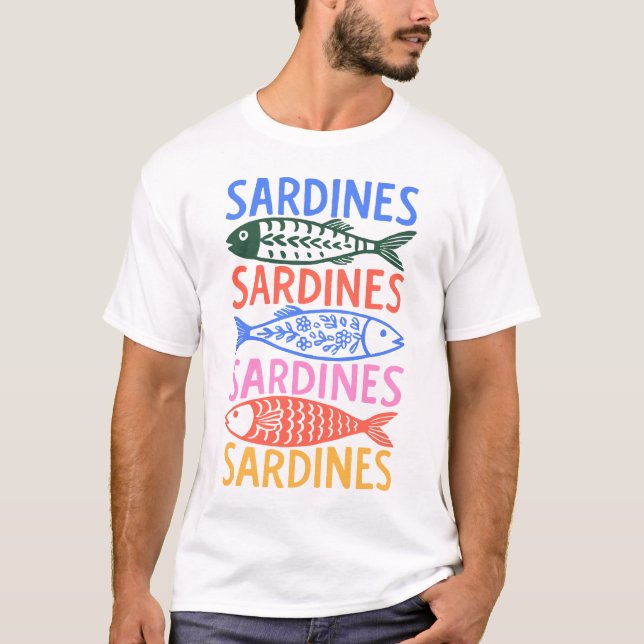 Colourful Italian Summer Sardines Graphic T-Shirt (Front)