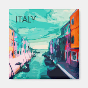 Colourful Italy Travel Poster Fridge Magnet