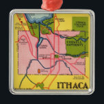 Colourful Ithaca New York Ornament<br><div class="desc">It's a terrific vintage illustrated map of Ithaca,  NY repurposed on a fun ornament.</div>