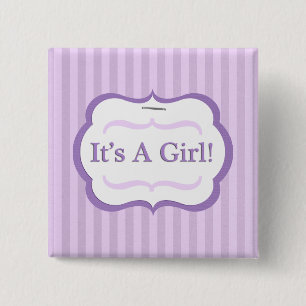 Colourful It's A Girl! Announcement 15 Cm Square Badge