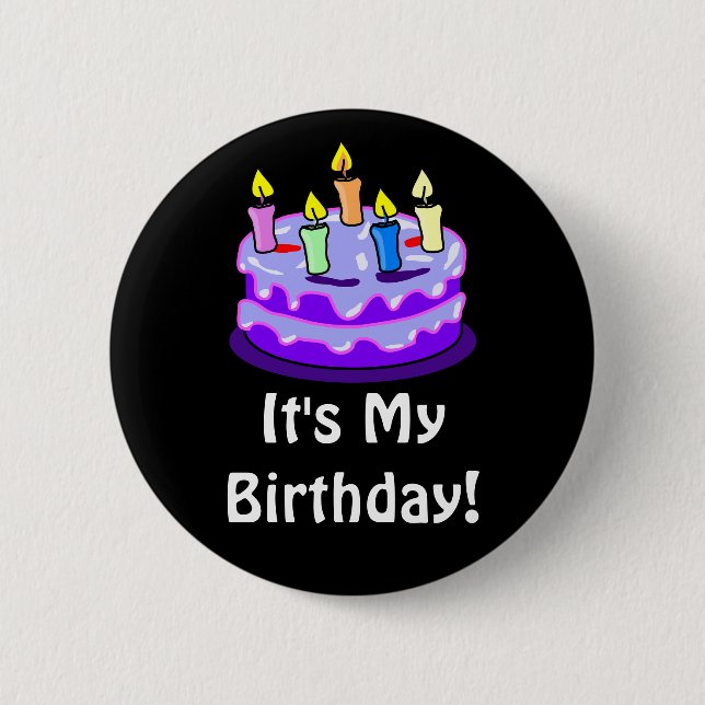 Colourful It's My Birthday Trendy Pin Button (Front)