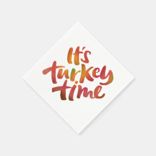 Colourful - Its Turkey Time Thanksgiving Dinner Napkin