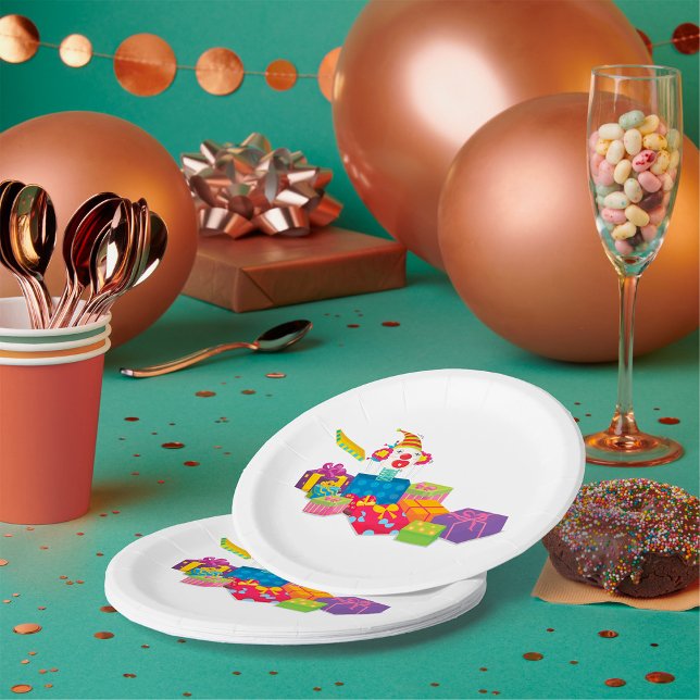 Colourful Jack in the Box Clown Paper Plate (Creator Uploaded)
