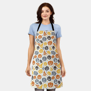 Colourful Jack-O'-Lantern Faces Pattern Apron