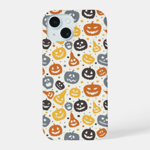 Colourful Jack-O'-Lantern Faces Pattern iPhone 15 Case