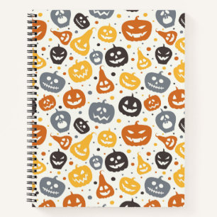 Colourful Jack-O'-Lantern Faces Pattern Notebook
